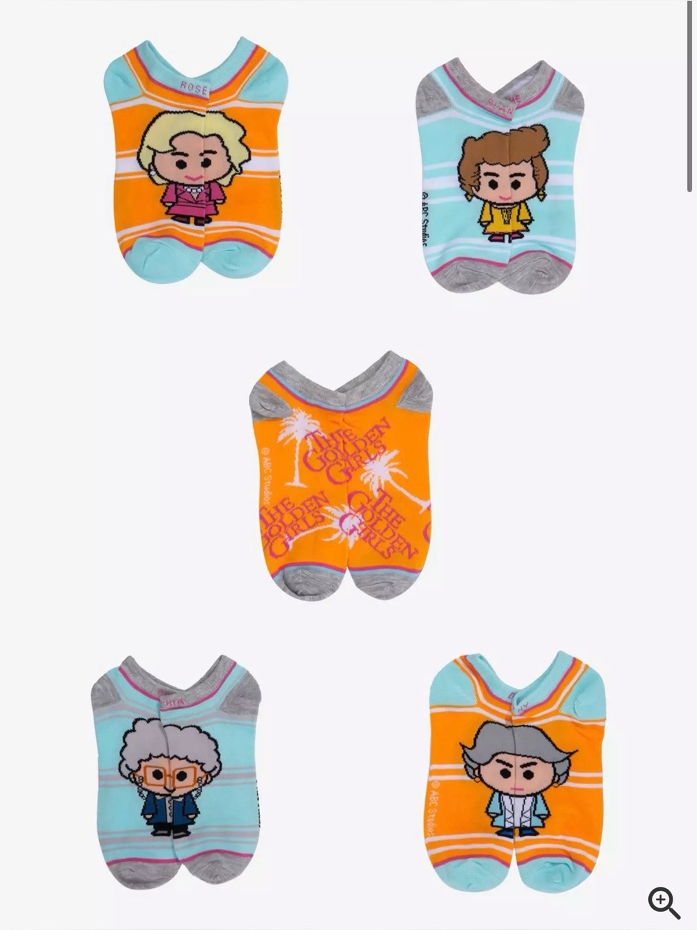 NWT Bioworld Golden Girls Chibi mix and match ankle socks 5 pair size 5-10